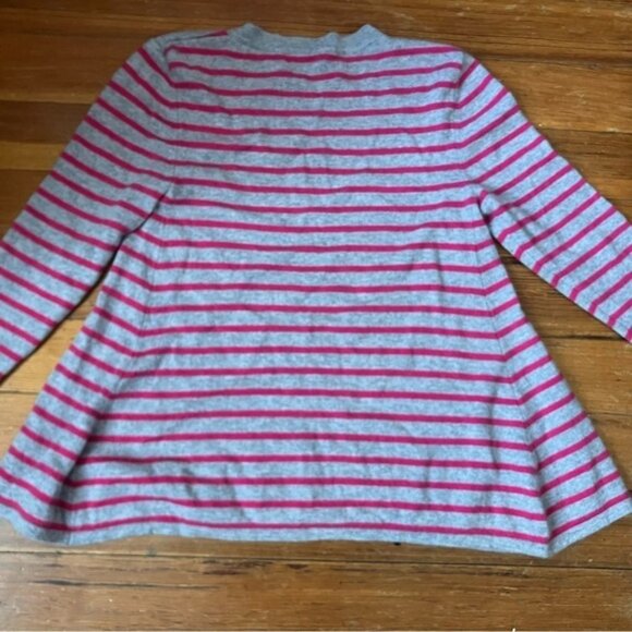 Pink and Grey Striped 100% Cashmere  Flares Sweater, Medium - Picture 5 of 5